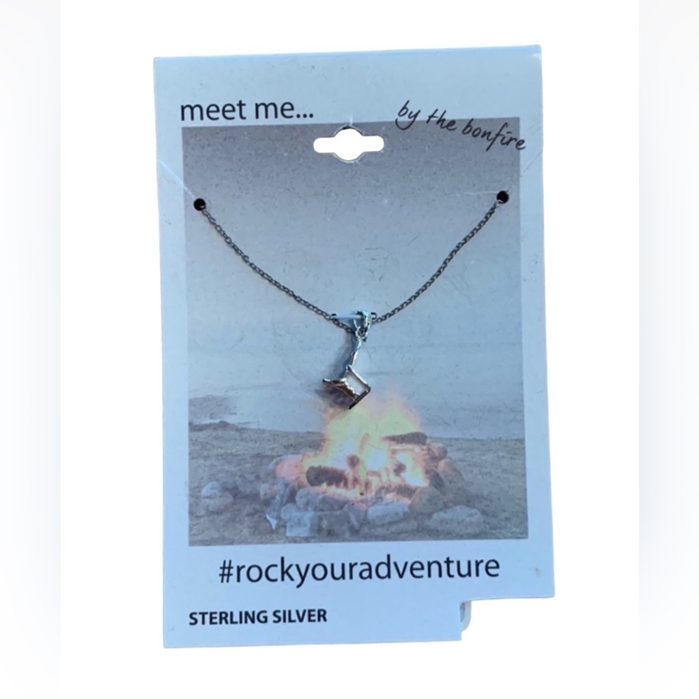 Meet Me by the Bonfire sterling silver beach chair necklace New 18”